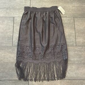 Jon & Anna Grey Fringe Skirt medium NWT